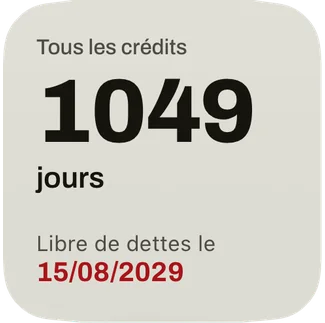 Le petit widget : les jours jusqu’à la date où vous serez libre de dettes et la date en rouge.