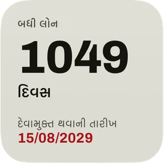 નાનું વિજેટ: દેવામુક્ત થવાની તારીખ સુધીના દિવસો અને લાલ રંગમાં તારીખ.