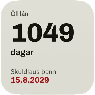 Litla græjan: dagarnir þar til þú verður skuldlaus og dagsetningin í rauðu.