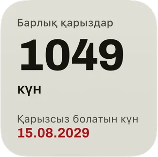 Шағын виджет: қарызсыз болатын күнге дейінгі күндер және қызыл түсті күн.