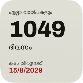 ചെറിയ വിജറ്റ്: കടം തീരുന്ന തീയതി വരെയുള്ള ദിവസങ്ങളും ചുവപ്പിൽ തീയതിയും.