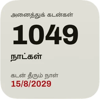 சிறிய விட்ஜெட்: கடன் தீரும் நாள் வரையிலான நாட்கள், சிவப்பில் தேதி.
