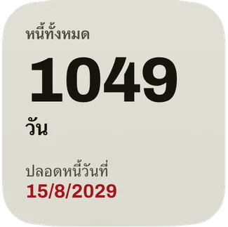 วิดเจ็ตขนาดเล็ก: จำนวนวันจนถึงวันปลอดหนี้ และวันที่เป็นสีแดง
